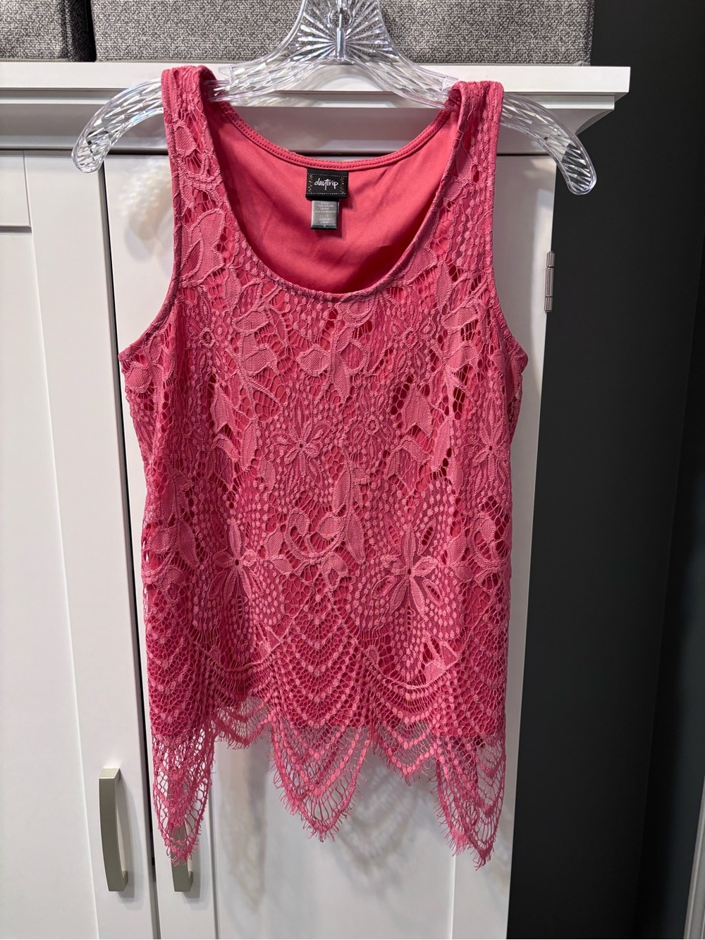 Daytrip Pink/Coral Floral Lace Overlay Camisole Size S NWOT Romantic Chic Boho